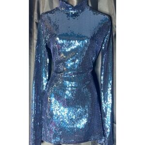 Sequin Mini Dress in Midnight Blue - Size Large